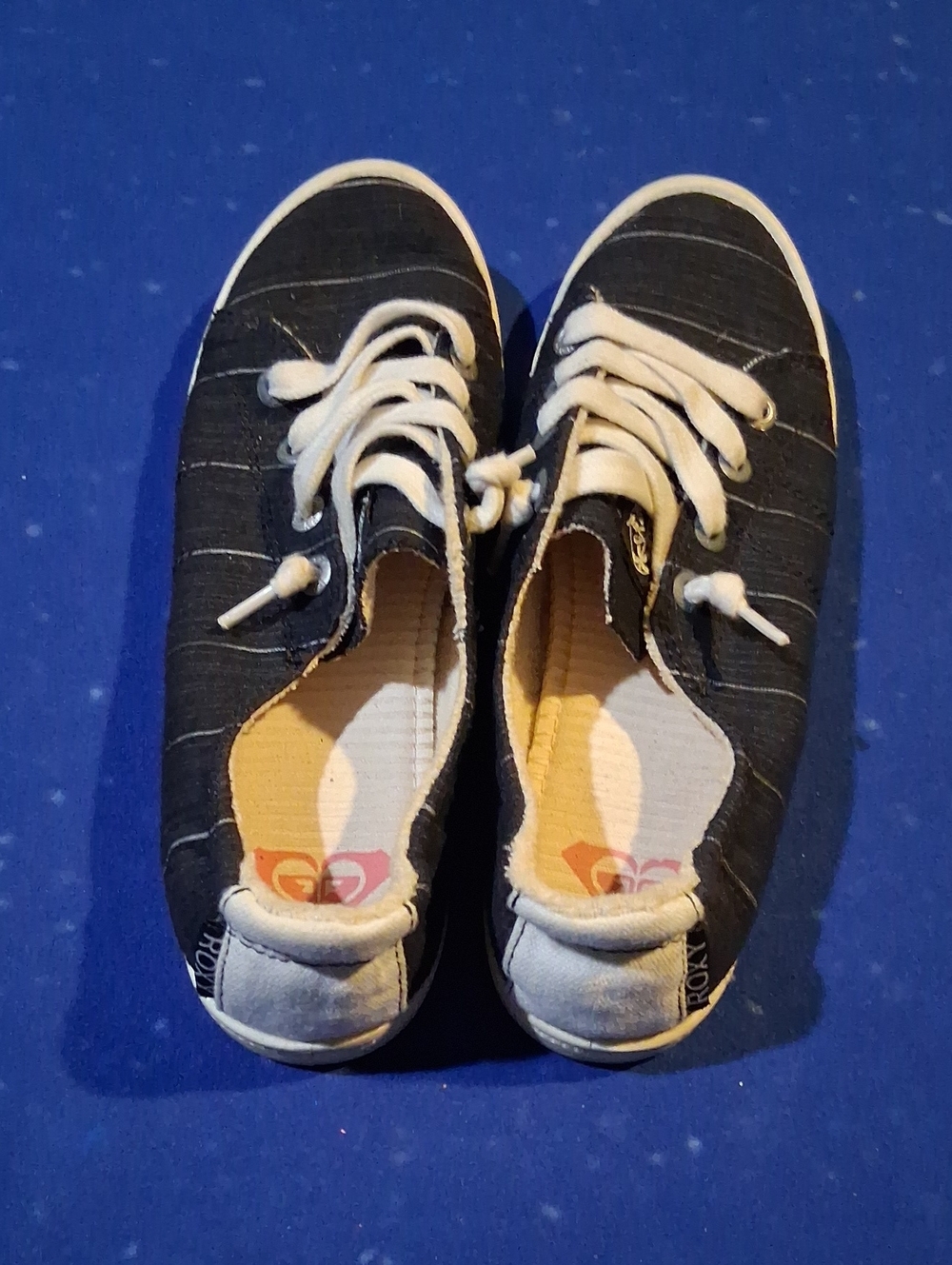 Roxy Black and White Stripe Lace-Up Women's Sneakers